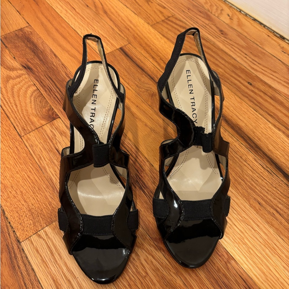 Ellen Tracy Black Patent Leather Stiletto Heels - Picture 4 of 7